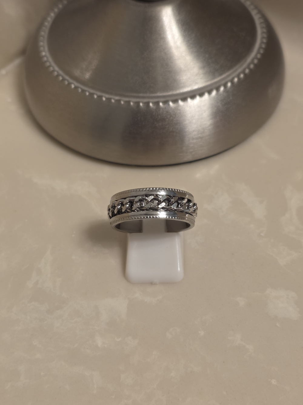 Men's Stainless Steel Chain Link Spinner Ring Size 9